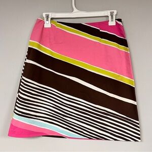Trina Turk Colorful Retro Striped cotton / spandex  Side zipper, Mini Skirt , 2
